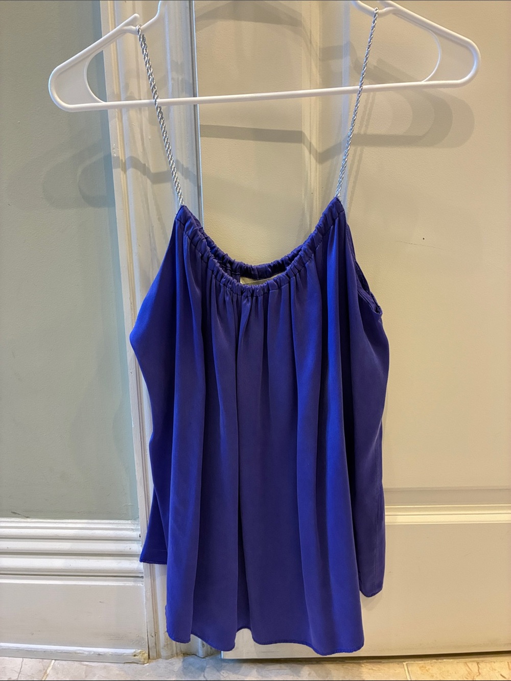 100% silk washable Women's Royal Blue Spaghetti Strap Tank Top💙